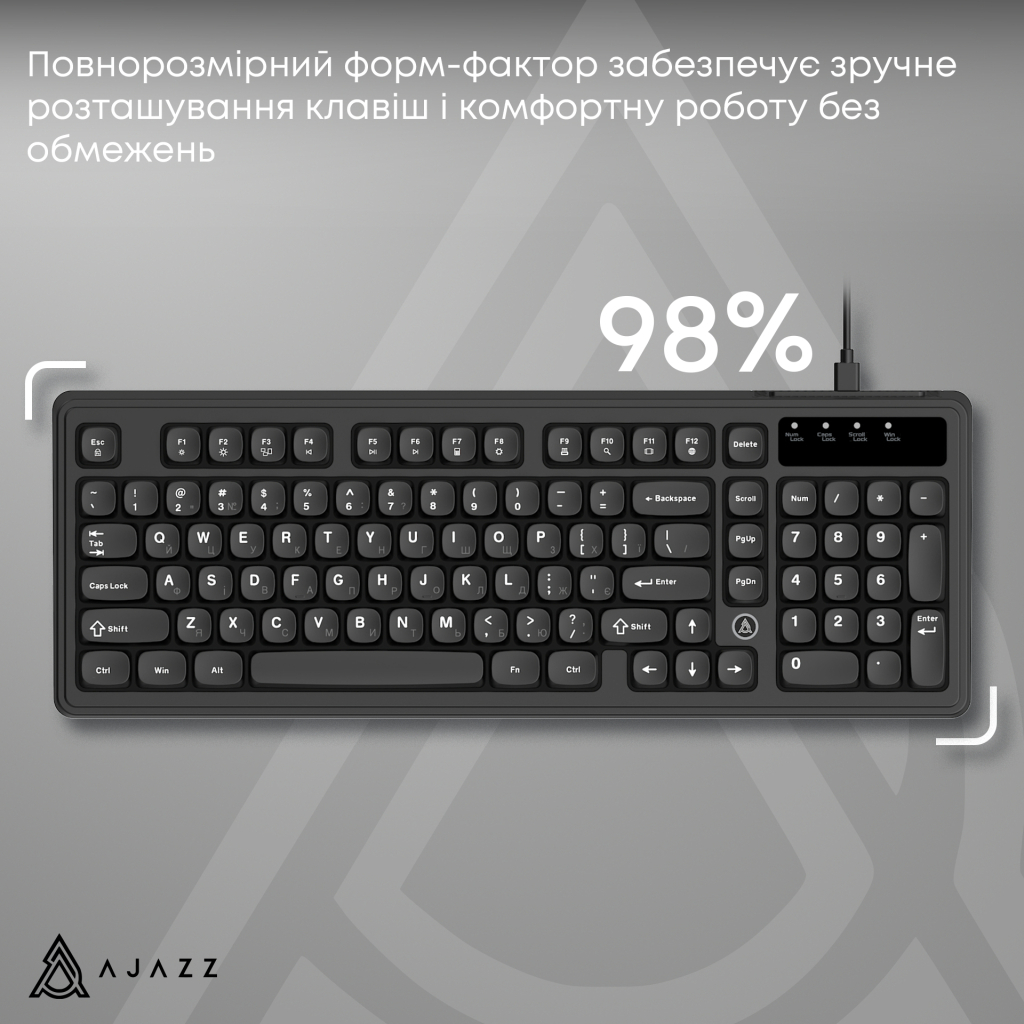 Клавіатура Ajazz AF98 USB UA Black (AF98-B) - фото 8 Клавіатура Ajazz AF98 USB UA Black (AF98-B) - фото 8