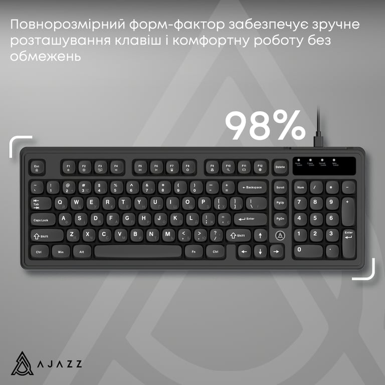 Клавіатура Ajazz AF98 USB UA Black (AF98-B) - фото 8