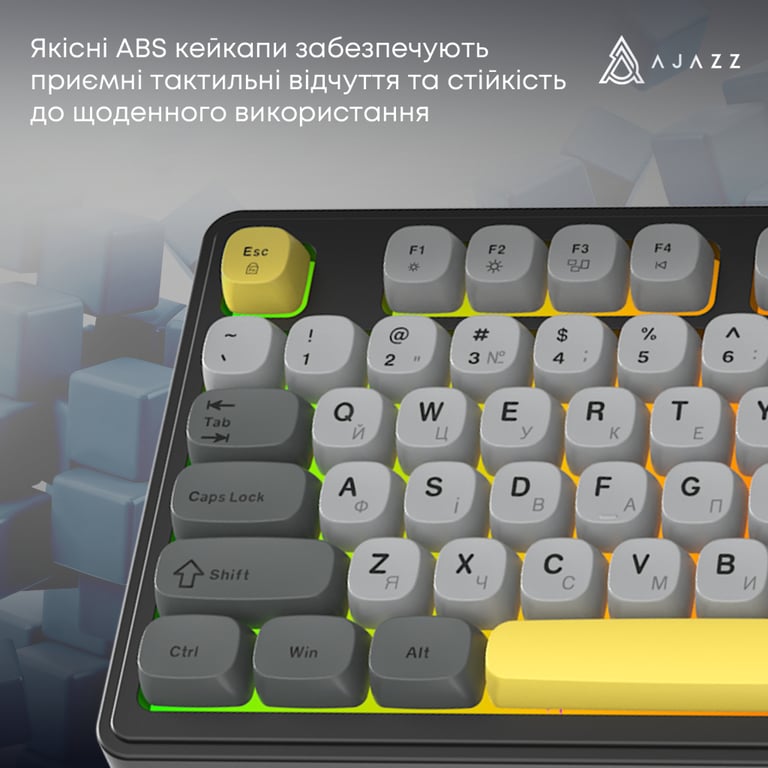 Клавіатура Ajazz AF98 USB UA Black/Grey/Yellow (AF98-BGY) - фото 12