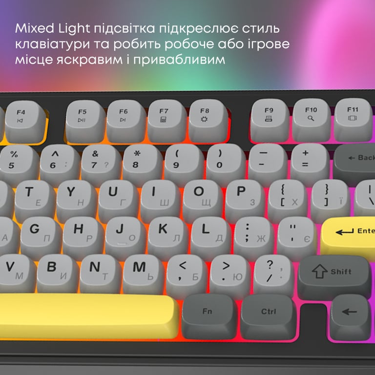 Клавіатура Ajazz AF98 USB UA Black/Grey/Yellow (AF98-BGY) - фото 10