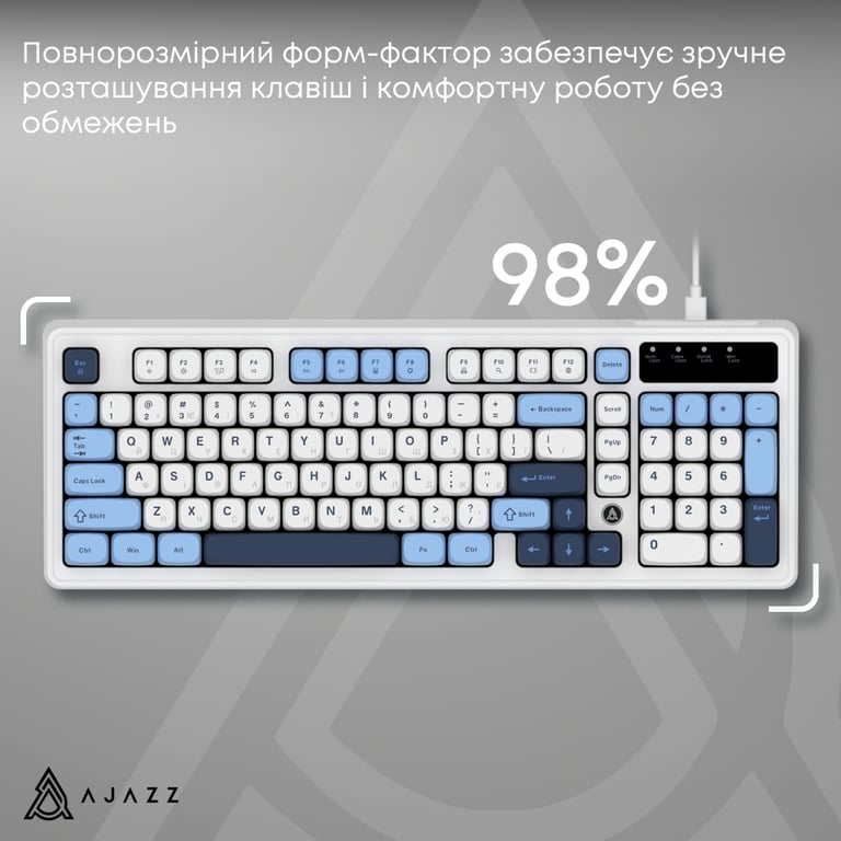 Клавіатура Ajazz AF98 USB UA White/Blue (AF98-GB) - фото 8