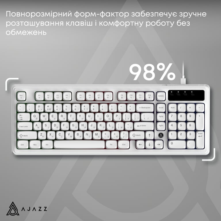 Клавіатура Ajazz AF98 USB UA White (AF98-W) - фото 8
