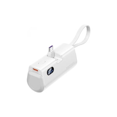 Батарея універсальна Vention 4800mAh 22,5W PD, USB-C In/Out, LED display, with built-in USB-C cable White (FHQW0) - фото 1