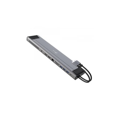 Порт-реплікатор J5create Dock-Station USB-C 10Gbps, 12-in-1 (слот M2 NVMe/хаб/HDMI/DP/PD/картрид/LAN) (JCD552-N) - фото 1