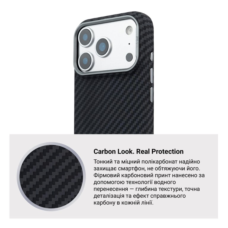 Чохол до мобільного телефона Armorstandart LikeCarbon2 MagCase Apple iPhone 17 Pro Carbon Black (ARM86258) - фото 7