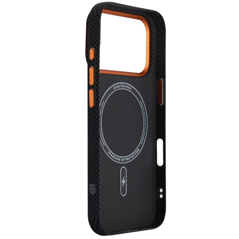 Чохол до мобільного телефона Armorstandart LikeCarbon2 SE MagCase Apple iPhone 17 Pro Kevlar Black Orange (ARM89164) - фото 4