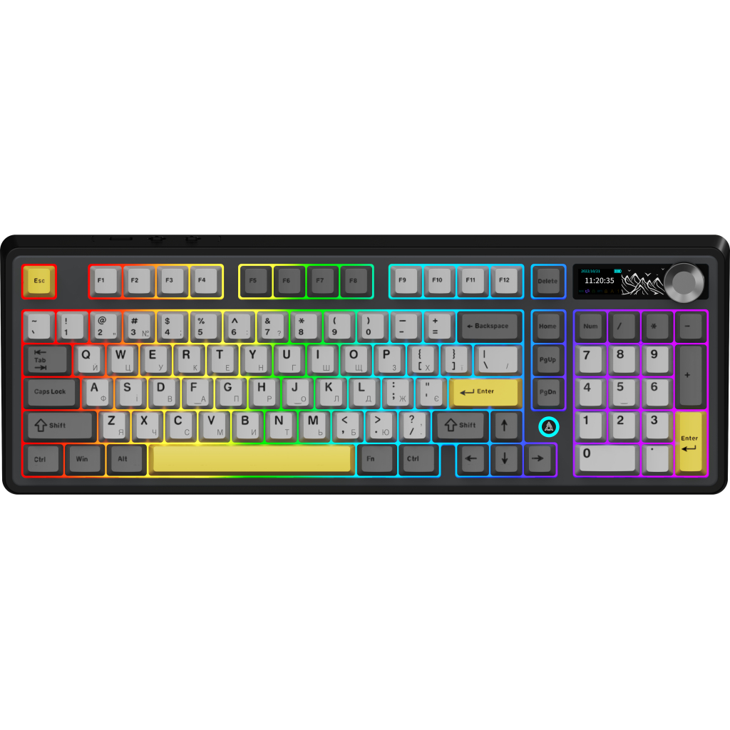 Клавіатура Ajazz AK980 V2 Gift Switch V2 Wireless/Bluetooth/USB UA Black/Grey/Yellow (AK980-V2-G-BGY) - фото 1