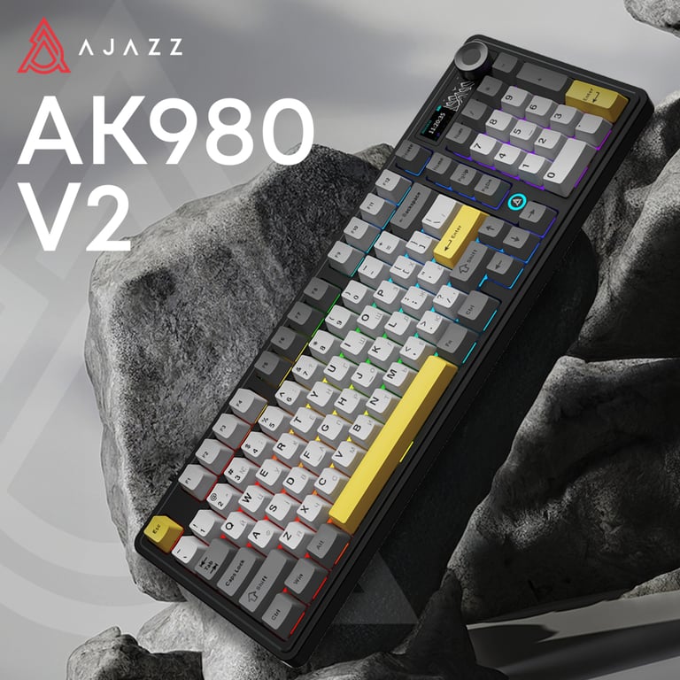 Клавіатура Ajazz AK980 V2 Gift Switch V2 Wireless/Bluetooth/USB UA Black/Grey/Yellow (AK980-V2-G-BGY) - фото 7