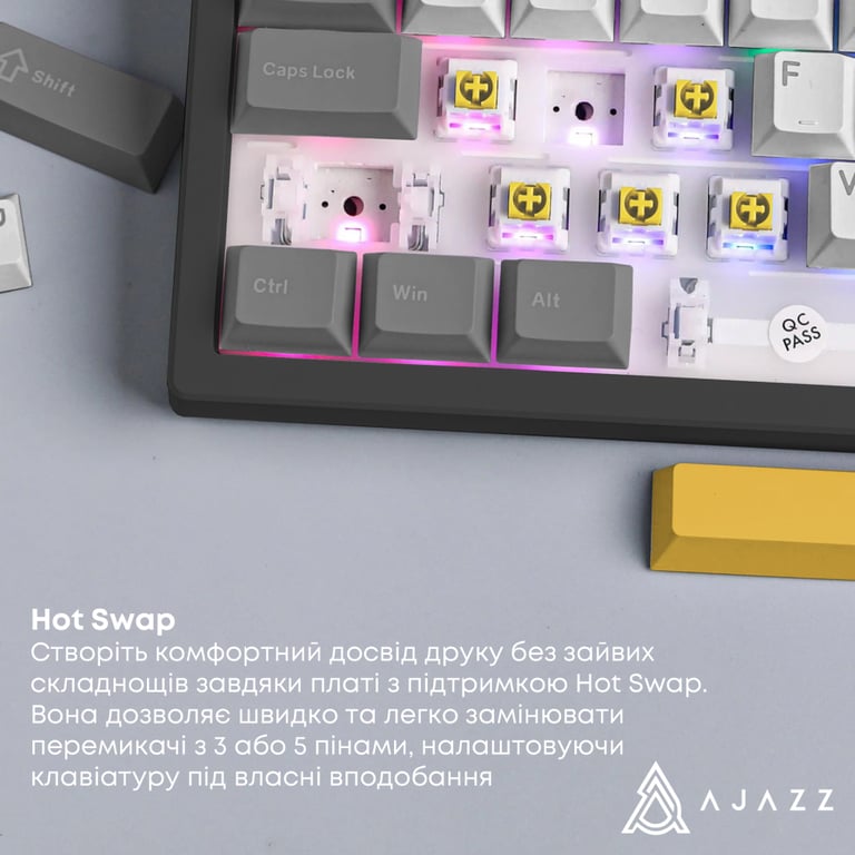 Клавіатура Ajazz AK980 MAX Magnetic Switch USB UA Black/Grey/Yellow (AK980-MAX-M-BGY) - фото 11