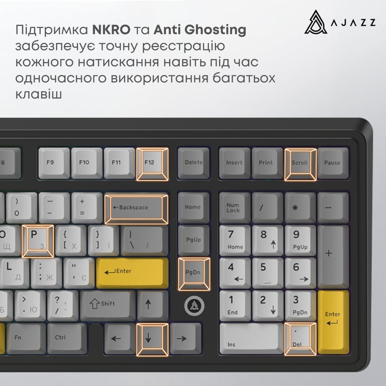 Клавіатура Ajazz AK980 MAX Magnetic Switch USB UA Black/Grey/Yellow (AK980-MAX-M-BGY) - фото 4