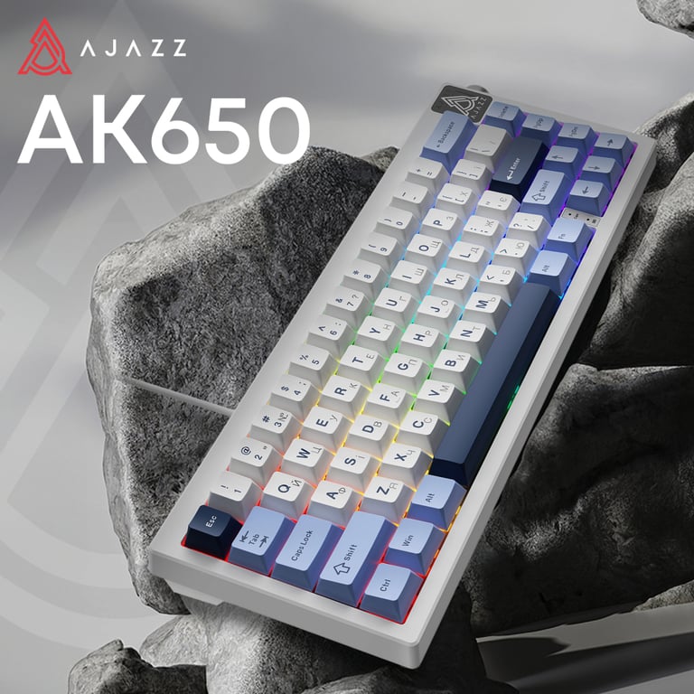 Клавіатура Ajazz AK650 Sea Salt Switch USB UA White/Blue (AK650-SS-BWB) - фото 6