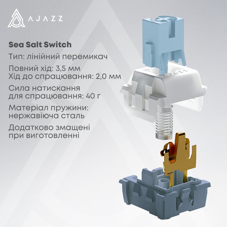 Клавіатура Ajazz AK650 Sea Salt Switch USB UA White/Blue (AK650-SS-BWB) - фото 8