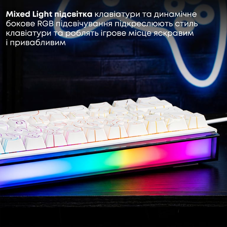 Клавіатура Ajazz NK68 Red Switch USB UA White (NK68-R-S-W) - фото 9