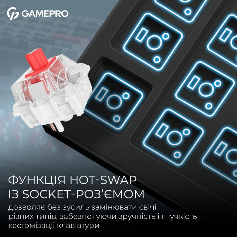 Клавіатура GamePro Asgard Drakkar Keychron Super Red Switch Wireless/Bluetooth/USB UA Black (MK305BK) - фото 10