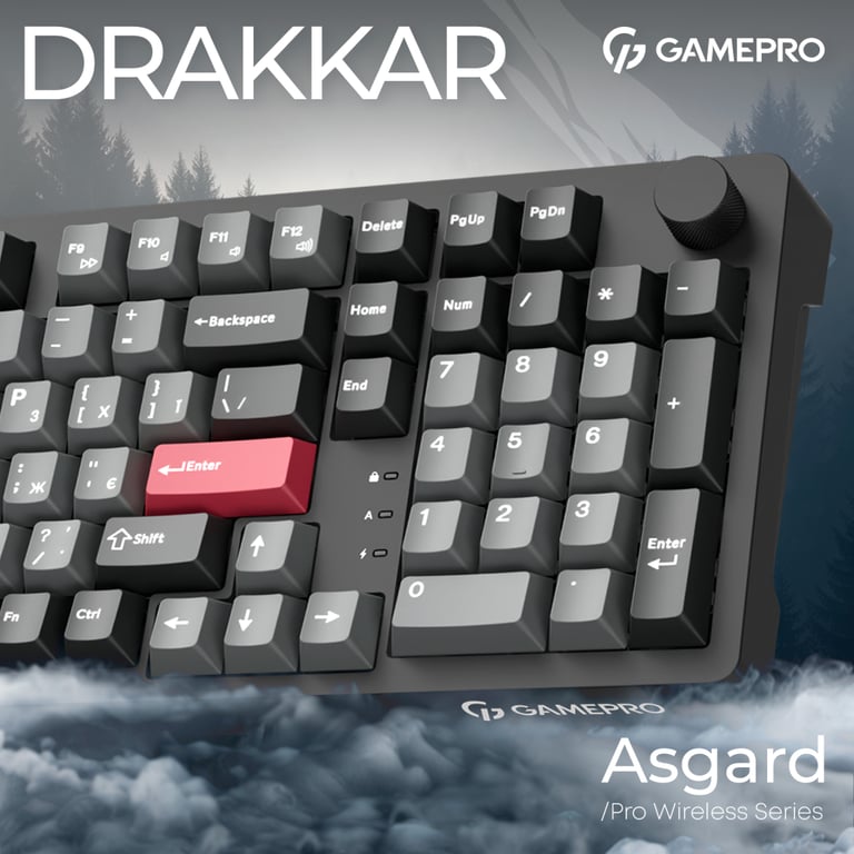 Клавіатура GamePro Asgard Drakkar Keychron Super Red Switch Wireless/Bluetooth/USB UA Black (MK305BK) - фото 6