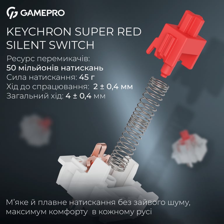 Клавіатура GamePro Asgard Drakkar Keychron Super Red Switch Wireless/Bluetooth/USB UA Black (MK305BK) - фото 9