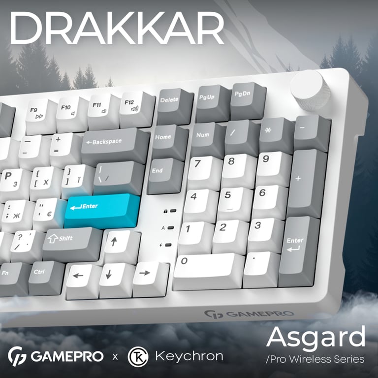 Клавіатура GamePro Asgard Drakkar Keychron Super Red Switch Wireless/Bluetooth/USB UA White (MK305WH) - фото 6