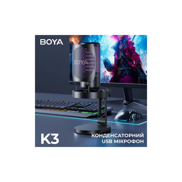 Мікрофон Boya K3-02 RGB Type-C/3,5 мм Black (BOYA K3-02) - фото 5