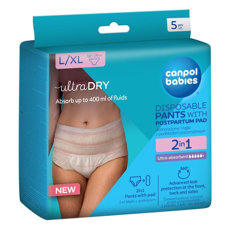 Післяпологові труси Canpol babies 2 в 1 L/XL 5 шт. дихаючі та ультрапоглинаючі, одноразові (78/012) - фото 10