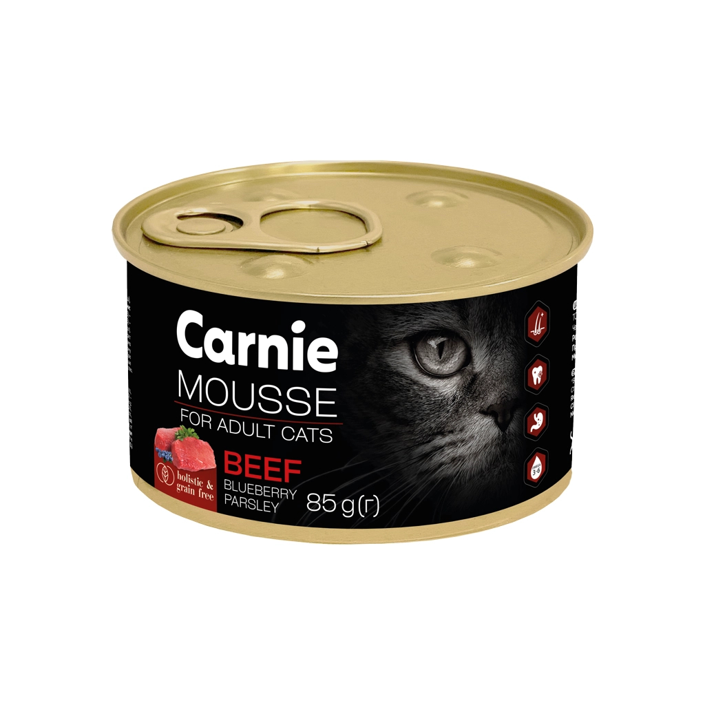 Паштет для котів Carnie з яловичиною, чорницею, петрушкою та желе 85 г (4820255195513) - фото 1