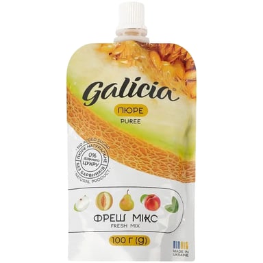 Дитяче пюре Galicia Фреш мікс зі смаком дині та м'яти 100 г (4820209564525) - фото 1