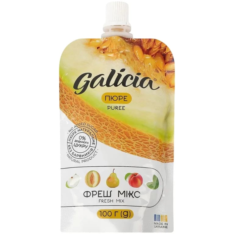 Дитяче пюре Galicia Фреш мікс зі смаком дині та м'яти 100 г (4820209564525) - фото 1
