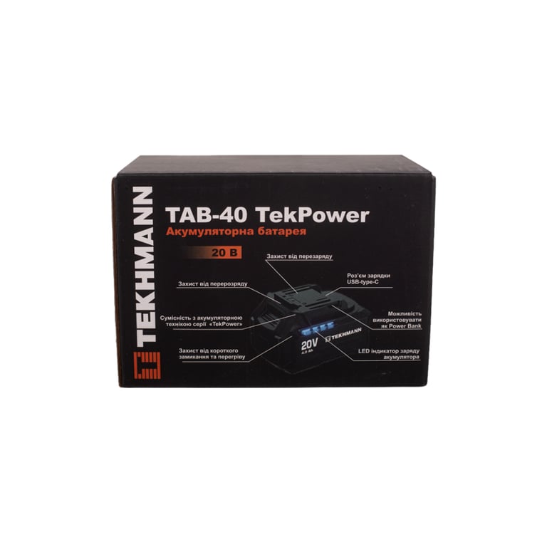 Акумулятор до електроінструменту Tekhmann TAB-40 TekPower Li-ion 4Ah (854609) - фото 3