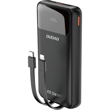 Батарея універсальна Dudao K15Pro 20000mAh PD/22.5W, QC, with built-in cables, Black (6977196682430) - фото 1