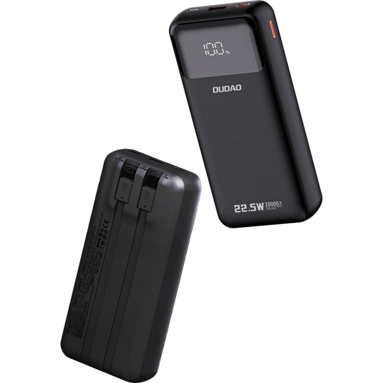 Батарея універсальна Dudao K15Pro 20000mAh PD/22.5W, QC, with built-in cables, Black (6977196682430) - фото 2