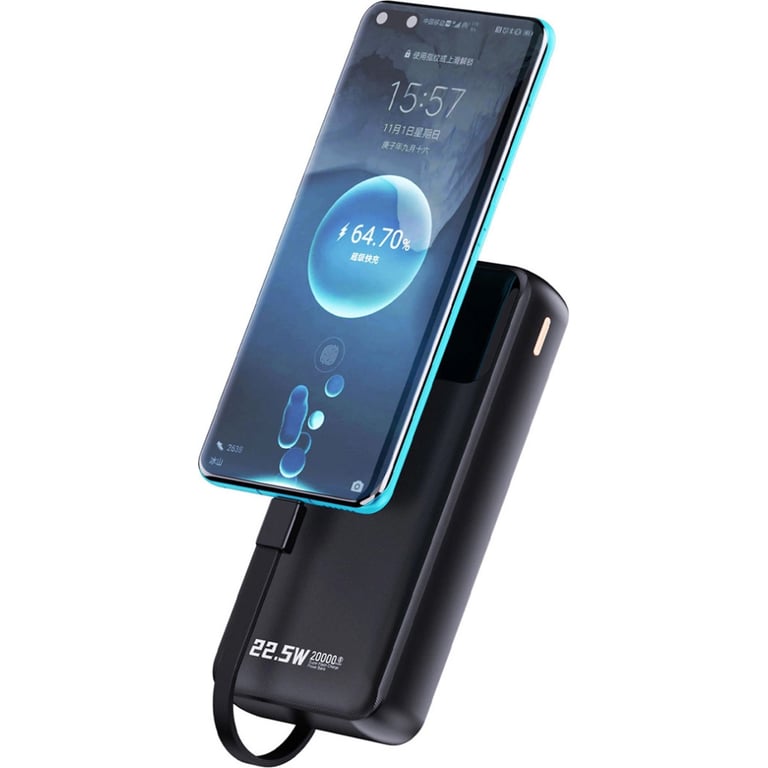 Батарея універсальна Dudao K15Pro 20000mAh PD/22.5W, QC, with built-in cables, Black (6977196682430) - фото 4