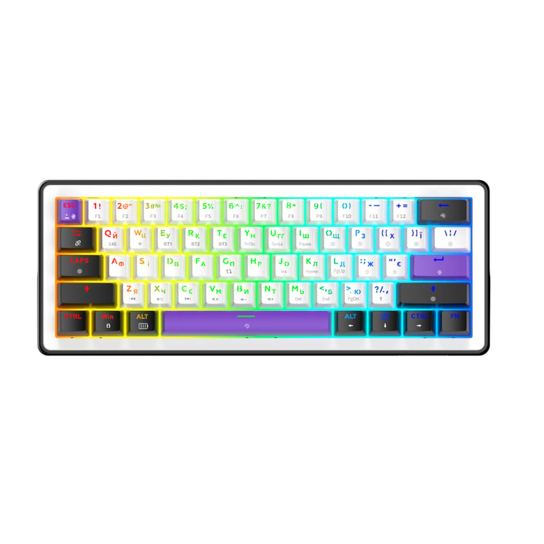 Клавіатура Hator Hellyberry HK60 Mechanical Linear RGB Wireless/Bluetooth/USB UA White/Violet (HK60_wireless) - фото 1