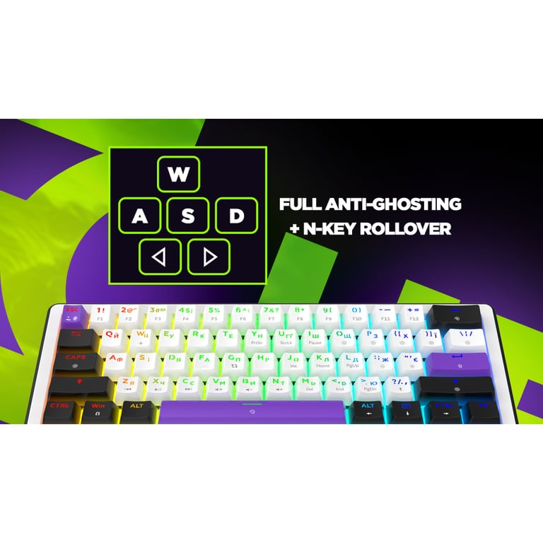 Клавіатура Hator Hellyberry HK60 Mechanical Linear RGB Wireless/Bluetooth/USB UA White/Violet (HK60_wireless) - фото 10