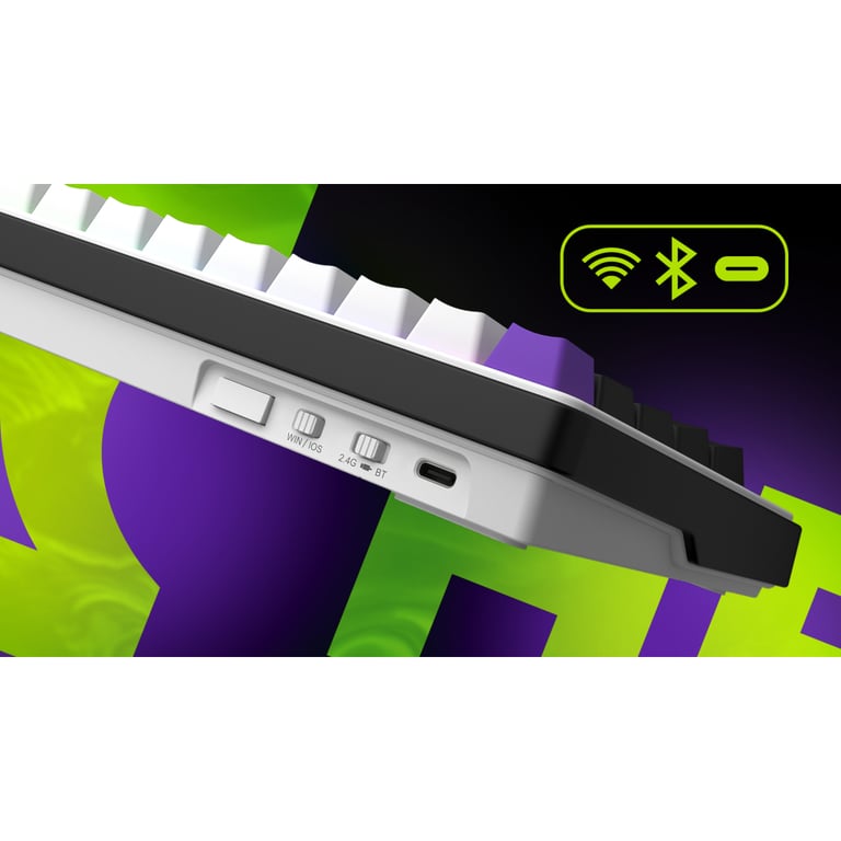 Клавіатура Hator Hellyberry HK60 Mechanical Linear RGB Wireless/Bluetooth/USB UA White/Violet (HK60_wireless) - фото 7