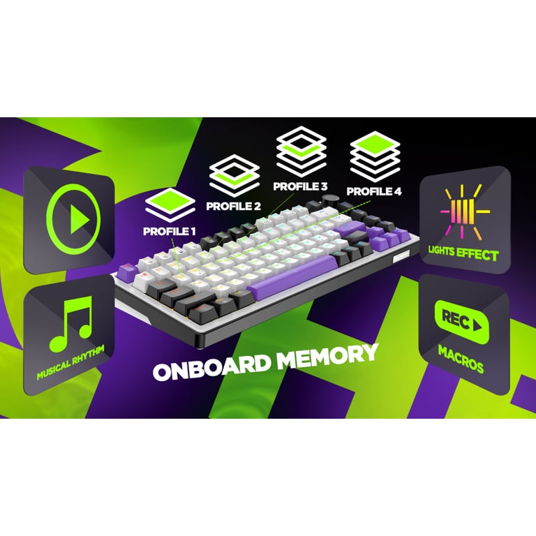 Клавіатура Hator Hellyberry HK75 Mechanical Linear RGB Wireless/Bluetooth/USB UA White/Violet (HK75_wireless) - фото 11
