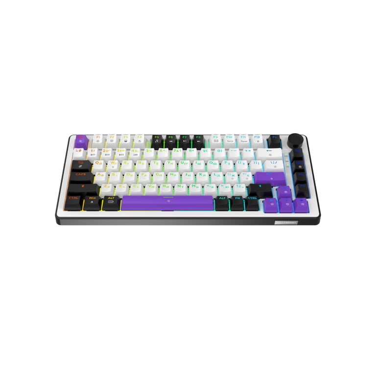 Клавіатура Hator Hellyberry HK75 Mechanical Linear RGB Wireless/Bluetooth/USB UA White/Violet (HK75_wireless) - фото 2