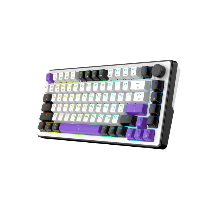 Клавіатура Hator Hellyberry HK75 Mechanical Linear RGB Wireless/Bluetooth/USB UA White/Violet (HK75_wireless) - фото 3