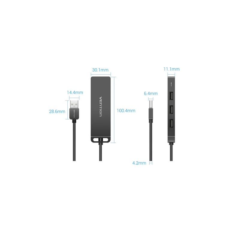 Концентратор Vention USB 2.0 to 4xUSB 2.0 black (CHMBB) - фото 2