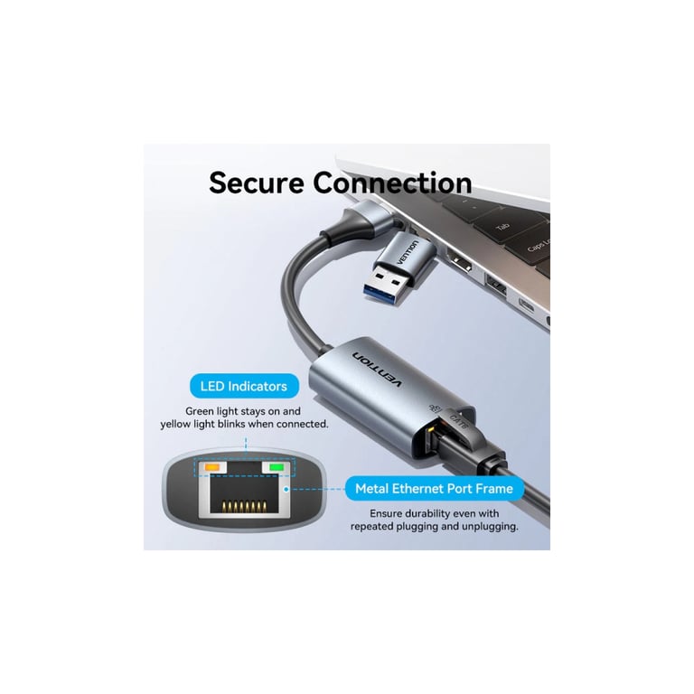 Перехідник USB-C to RJ45 Ethernet 1000Mbps gray VENTION (CFQHB) - фото 10