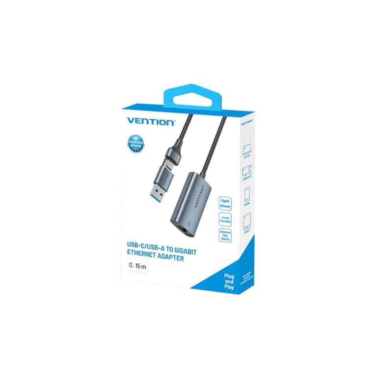 Перехідник USB-C to RJ45 Ethernet 1000Mbps gray VENTION (CFQHB) - фото 3