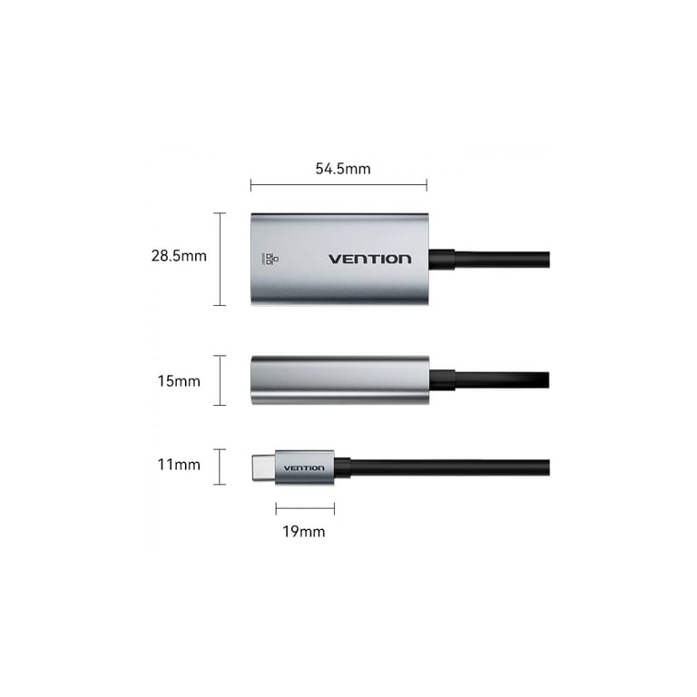 Перехідник USB-C to RJ45 Ethernet 1000Mbps black Vention (CFPHB) - фото 4