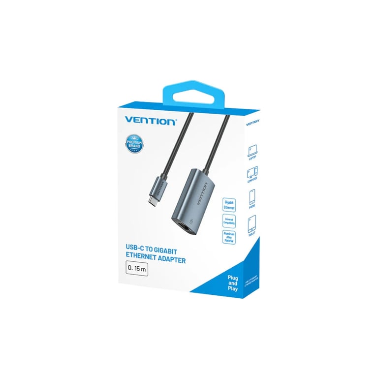 Перехідник USB-C to RJ45 Ethernet 1000Mbps black Vention (CFPHB) - фото 5