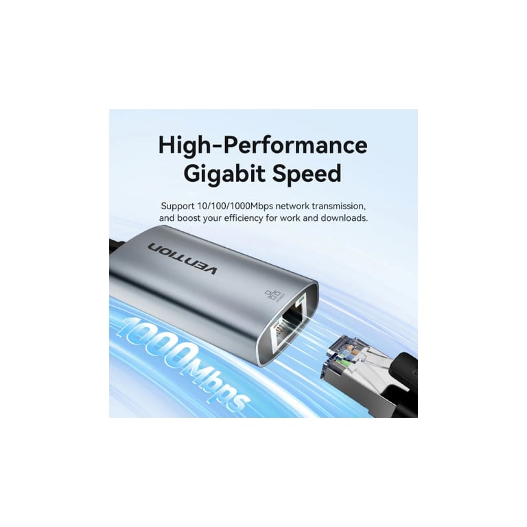 Перехідник USB-C to RJ45 Ethernet 1000Mbps black Vention (CFPHB) - фото 9