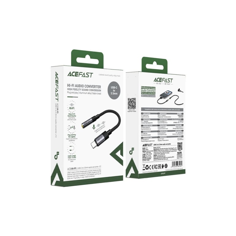 Перехідник USB-C to 3.5mm F 0.15m DAC audio black Acefast (6974316285281) - фото 4