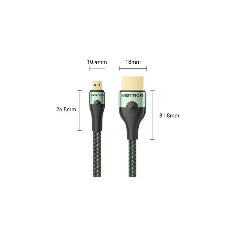 Кабель мультимедійний HDMI M to HDMI micro M 1.0m V2.0 8K 60Hz green Vention (AGKGF) - фото 3