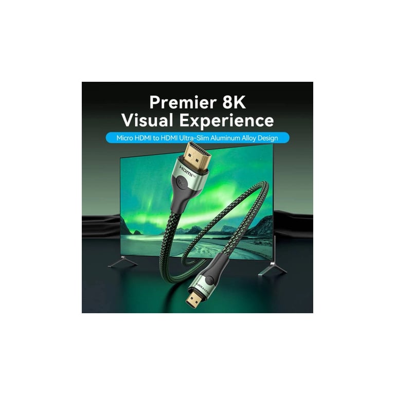 Кабель мультимедійний HDMI M to HDMI micro M 1.0m V2.0 8K 60Hz green Vention (AGKGF) - фото 4