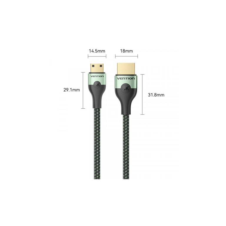 Кабель мультимедійний HDMI M to HDMI mini M 1.0m V2.1 8K 60Hz green Vention (AGJGF) - фото 2
