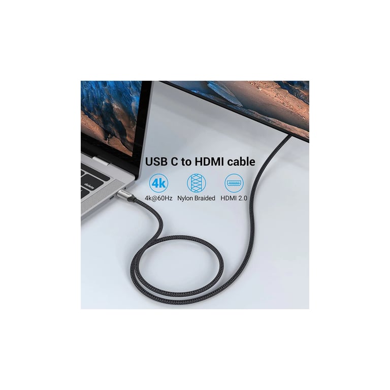 Кабель мультимедійний USB-C to HDMI M 2.0m V2.0 4K 60Hz black Vention (CRBBH) - фото 5