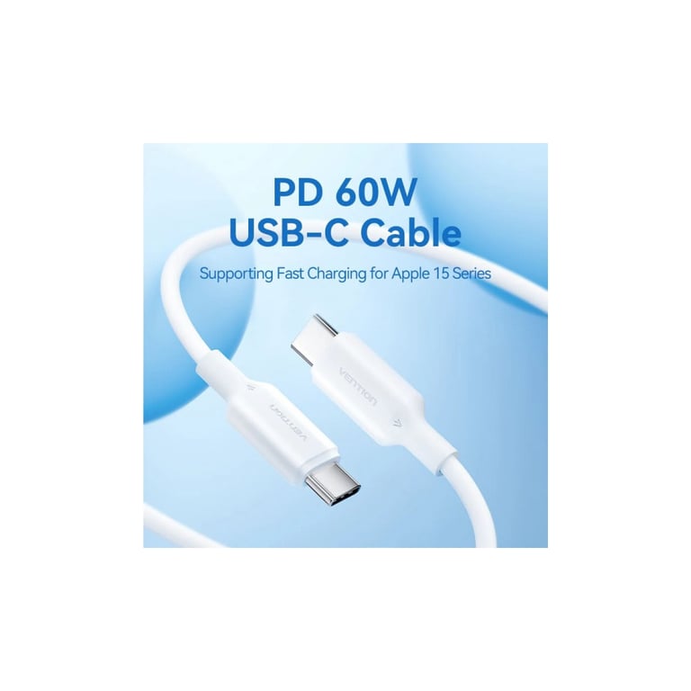 Дата кабель USB-C to USB-C 1.0m 60W white Vention (TRCWF) - фото 4