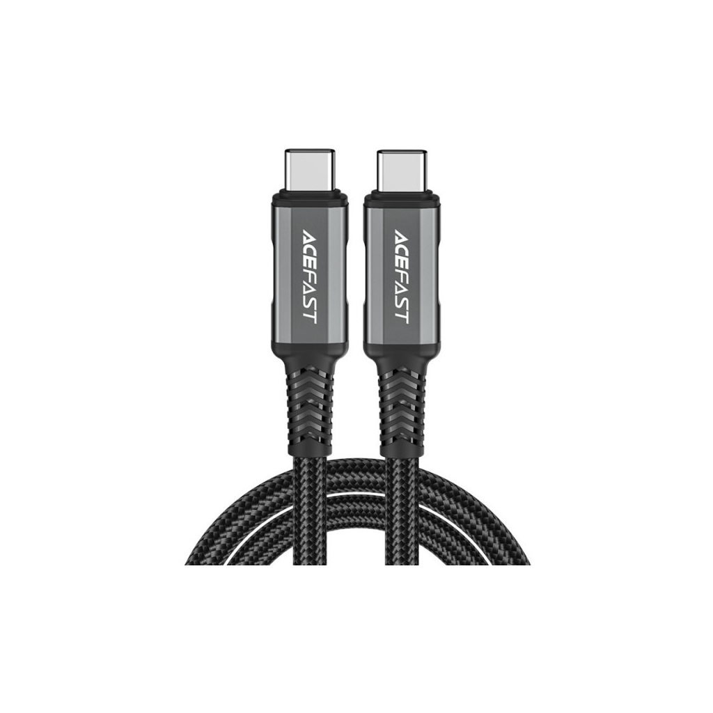 Дата кабель USB-C to USB-C 1.0m USB 4.0 240W audio/video black-grey Acefast (6974316282631) - фото 1
