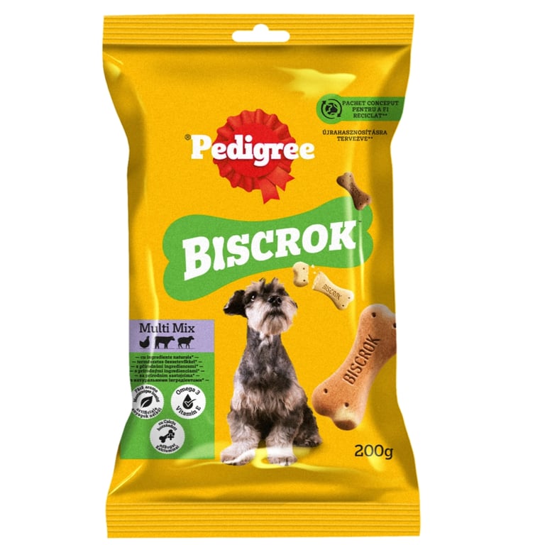 Ласощі для собак Pedigree Biscrok Multi Mix зі смаком курки, яловичини та ягняти 200 г (9003579302545) - фото 1